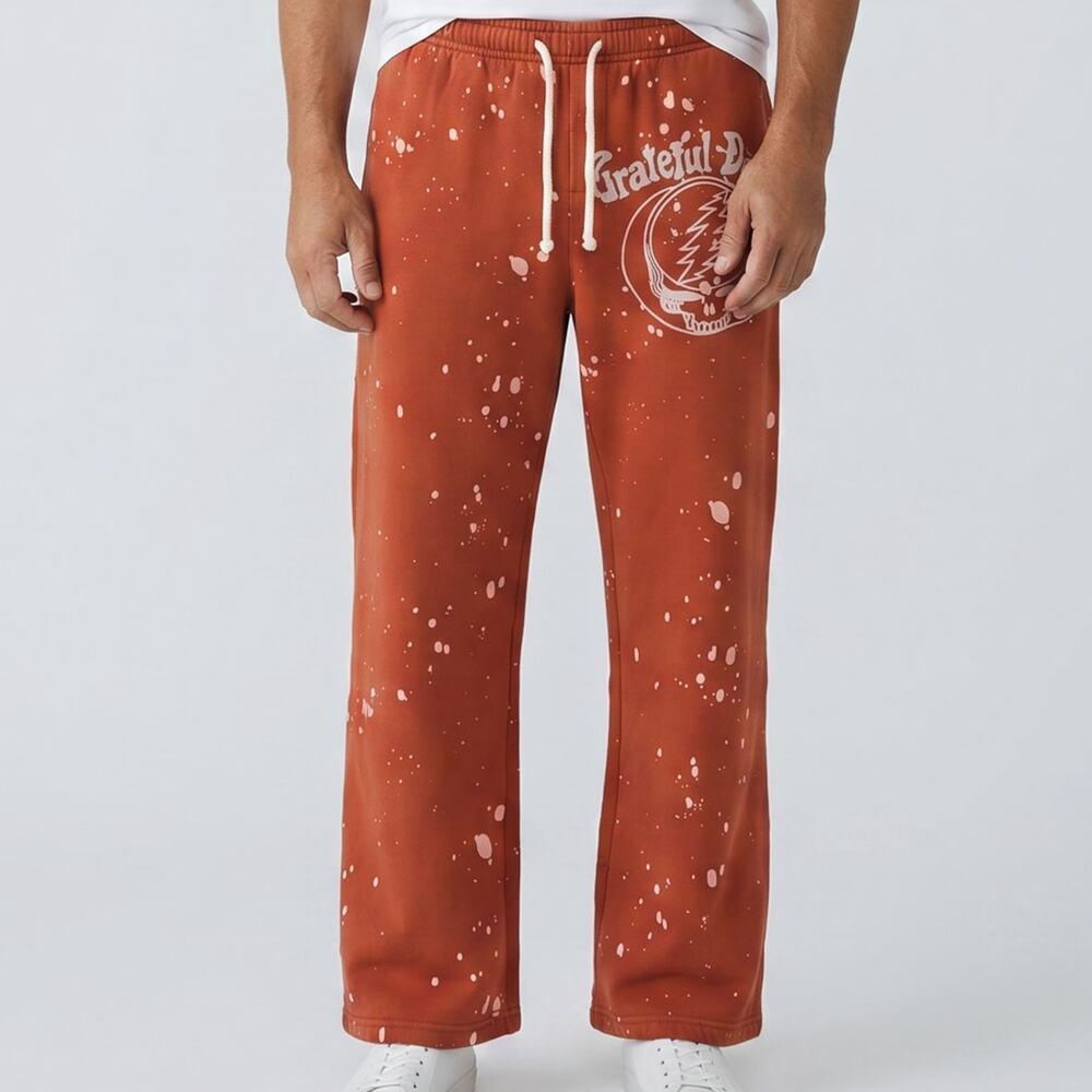 Mens Sweatpants Size Large Grateful Dead Hippie Festival Red White Deadhead